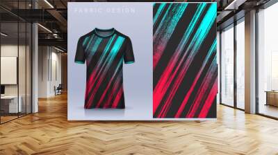 Fabric textile design for Sport t-shirt, Soccer jersey mockup for football club. uniform front view. Wall mural