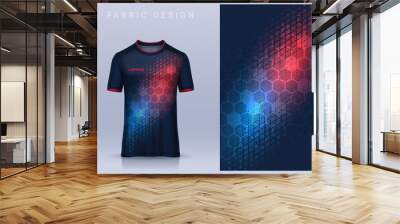 Fabric textile design for Sport t-shirt, Soccer jersey mockup for football club. uniform front view. Wall mural