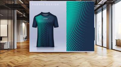 Fabric textile design for Sport t-shirt, Soccer jersey mockup for football club. uniform front view.	 Wall mural