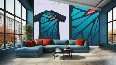 Fabric textile design for Sport t-shirt, Soccer jersey mockup for football club. uniform front view.	 Wall mural