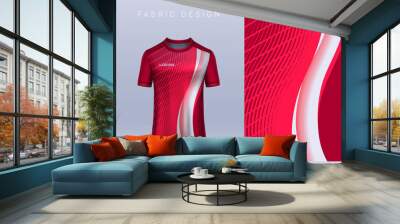 Fabric textile design for Sport t-shirt, Soccer jersey mockup for football club. uniform front view. Wall mural