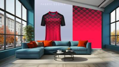 Fabric textile design for Sport t-shirt, Soccer jersey mockup for football club. uniform front view. Wall mural