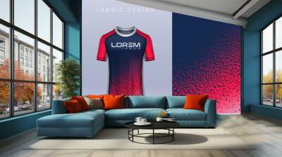 Fabric textile design for Sport t-shirt, Soccer jersey mockup for football club. uniform front view.	 Wall mural