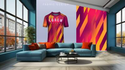 Fabric textile design for Sport t-shirt, Soccer jersey mockup for football club. uniform front view.	 Wall mural