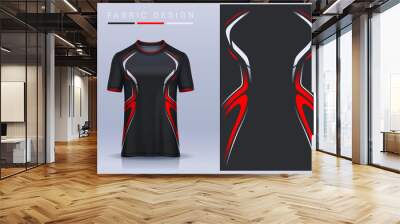 Fabric textile for Sport t-shirt ,Soccer jersey mockup for football club. uniform front and back view. Wall mural