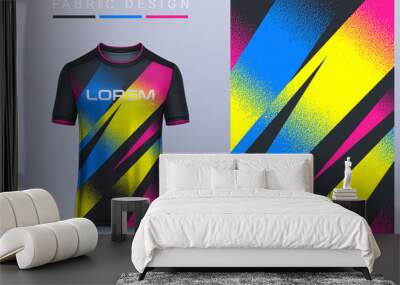 Fabric textile for Sport t-shirt ,Soccer jersey mockup for football club. uniform front view. Wall mural