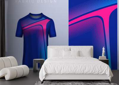 Fabric textile for Sport t-shirt ,Soccer jersey mockup for football club. uniform front view. Wall mural