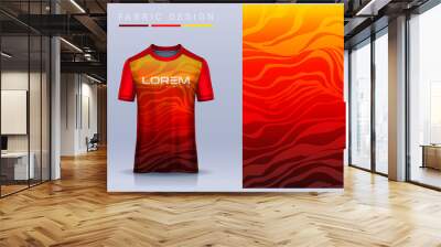 Fabric textile for Sport t-shirt ,Soccer jersey mockup for football club. uniform front view. Wall mural