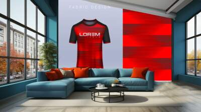 Fabric textile for Sport t-shirt ,Soccer jersey mockup for football club. uniform front view. Wall mural