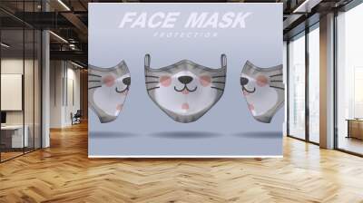 face mask design template, dust protection & breathing medical respiratory. Wall mural