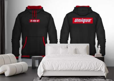 Hoodie shirts template. Jacket Design, Track Sportswear, front and back view.	 Wall mural