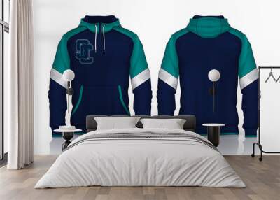 Hoodie shirts template.Jacket Design,Sportswear Track front and back view. Wall mural