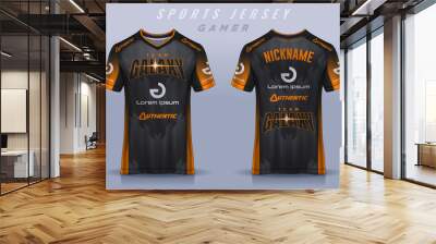 t-shirt e-sport design template, Soccer jersey mockup for football club. uniform front and back view. Wall mural