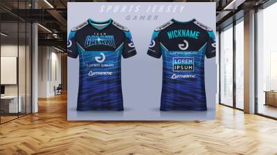 t-shirt e-sport design template, Soccer jersey mockup for football club. uniform front and back view. Wall mural