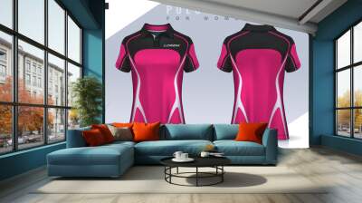 t-shirt sport design for women,  Jersey mockup.  Polo Uniform template. Wall mural