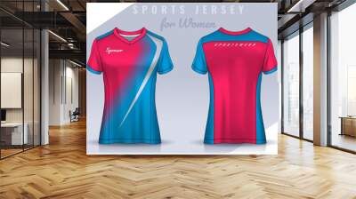 t-shirt sport design for women, Soccer jersey mockup for football club. uniform template. Wall mural