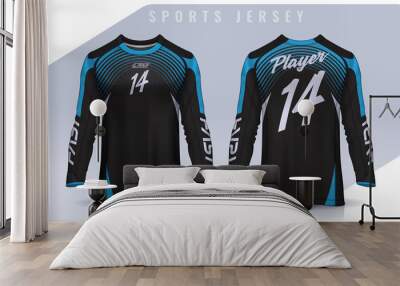 t-shirt sport design template, Long sleeve soccer jersey mockup for football club. uniform front and back view,Motocross jersey. Wall mural