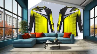 t-shirt sport design template, Long sleeve soccer jersey mockup for football club. uniform front and back view,Motocross jersey. Wall mural