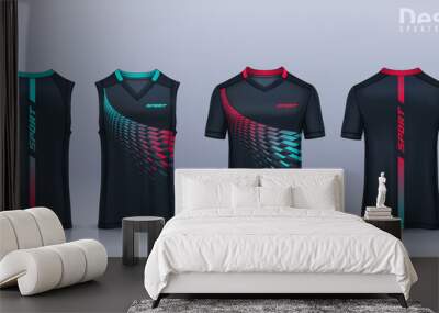 t-shirt sport design template, Soccer jersey mockup for football club, Running singlet,basketball Tank top.	 Wall mural