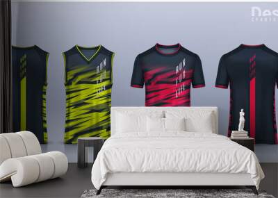 t-shirt sport design template, Soccer jersey mockup for football club, Running singlet,basketball Tank top. Wall mural