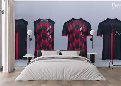 t-shirt sport design template, Soccer jersey mockup for football club, Running singlet,basketball Tank top. Wall mural