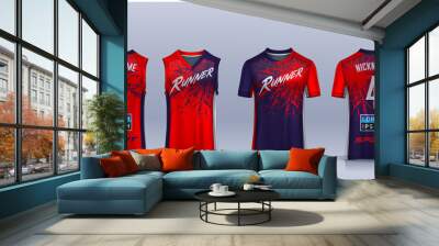 t-shirt sport design template, Soccer jersey mockup for football club, Running singlet,basketball Tank top. Wall mural