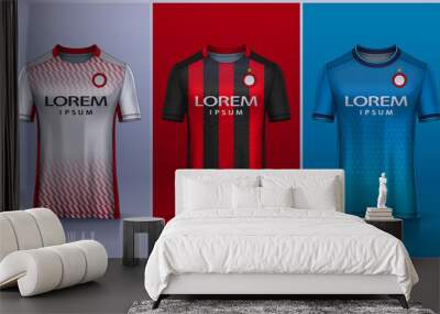 t-shirt sport design template, Soccer jersey mockup for football club.  Wall mural