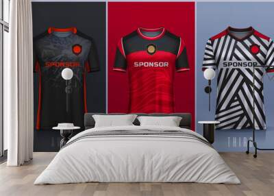 t-shirt sport design template, Soccer jersey mockup for football club.  Wall mural