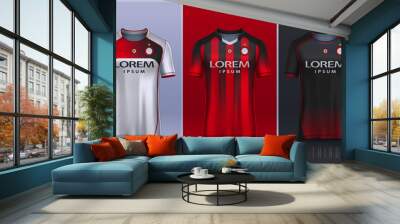 t-shirt sport design template, Soccer jersey mockup for football club.  Wall mural