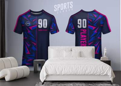 t-shirt sport design template, Soccer jersey mockup for football club. uniform front and back view. Wall mural