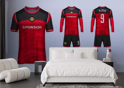 t-shirt sport design template, Soccer jersey mockup for football club. uniform front and back view. Wall mural