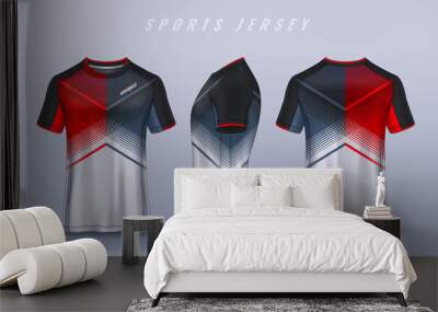 t-shirt sport design template, Soccer jersey mockup for football club. uniform front and back view.
 Wall mural