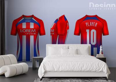 t-shirt sport design template, Soccer jersey mockup for football club. uniform front and back view.	 Wall mural