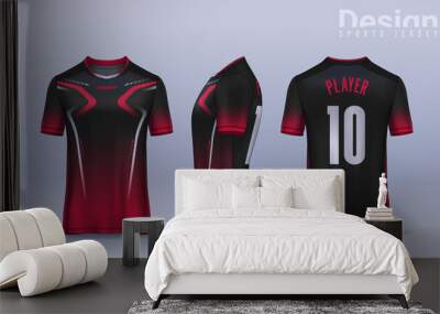 t-shirt sport design template, Soccer jersey mockup for football club. uniform front and back view. Wall mural