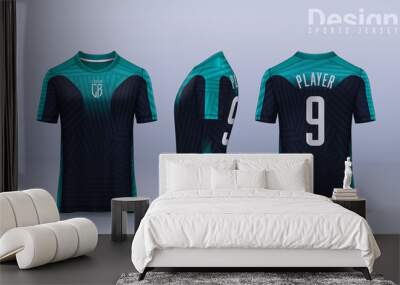 t-shirt sport design template, Soccer jersey mockup for football club. uniform front and back view. Wall mural