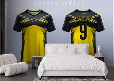 t-shirt sport design template, Soccer jersey mockup for football club. uniform front and back view. Wall mural