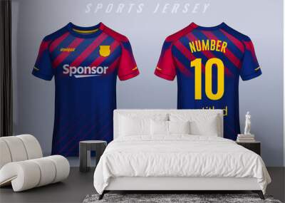 t-shirt sport design template, Soccer jersey mockup for football club. uniform front and back view. Wall mural