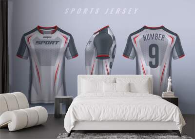 t-shirt sport design template, Soccer jersey mockup for football club. uniform front and back view. Wall mural