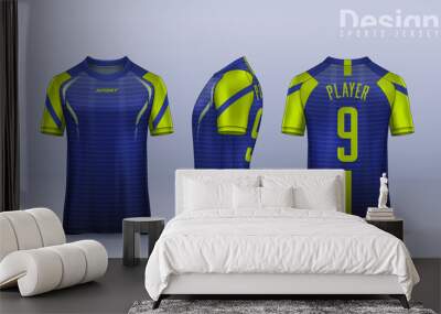 t-shirt sport design template, Soccer jersey mockup for football club. uniform front and back view. Wall mural