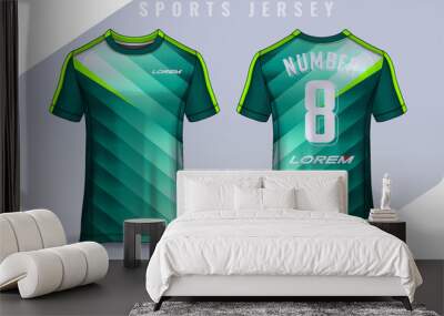 t-shirt sport design template, Soccer jersey mockup for football club. uniform front and back view.	 Wall mural