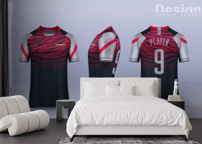 t-shirt sport design template, Soccer jersey mockup for football club. uniform front and back view. Wall mural