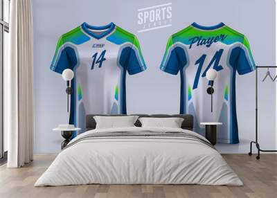 t-shirt sport design template, Soccer jersey mockup for football club. uniform front and back view. Wall mural