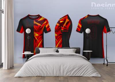 t-shirt sport design template, Soccer jersey mockup for football club. uniform front and back view. Wall mural