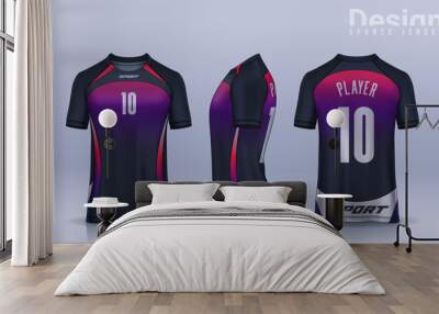 t-shirt sport design template, Soccer jersey mockup for football club. uniform front and back view.	 Wall mural