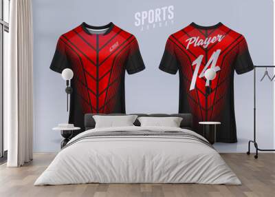 t-shirt sport design template, Soccer jersey mockup for football club. uniform front and back view. Wall mural