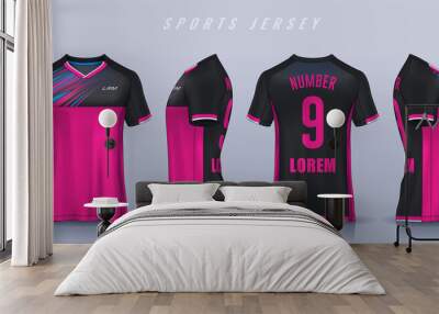 t-shirt sport design template, Soccer jersey mockup for football club. uniform front and back view.
 Wall mural