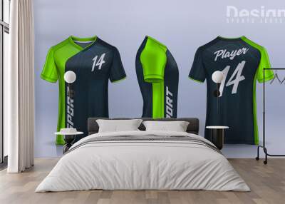 t-shirt sport design template, Soccer jersey mockup for football club. uniform front and back view. Wall mural