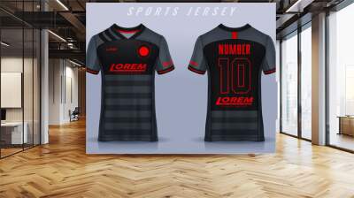 t-shirt sport design template, Soccer jersey mockup for football club. uniform front and back view. Wall mural