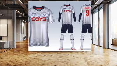 t-shirt sport design template, Soccer jersey mockup for football club. uniform front and back view. Wall mural