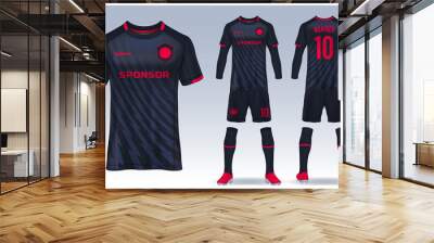 t-shirt sport design template, Soccer jersey mockup for football club. uniform front and back view. Wall mural